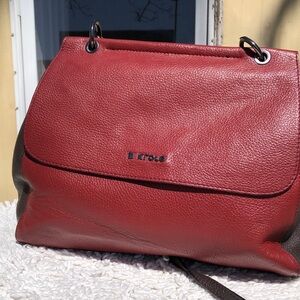 🚨B2G1 KROLE Red Black Pebbled Leather Hobo Strapped Hand/Shoulder Bag